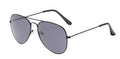 Aviator sunglasses with black wire frame and dark lenses on a white background